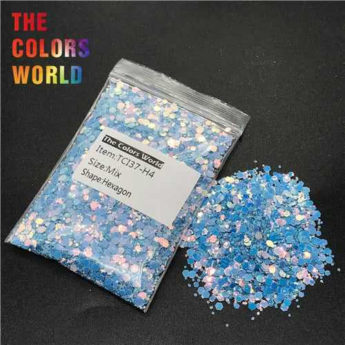 TCT-237 Hexagon Shape Mix Size Nails Glitter Nail Art Decoration Body Glitter Gel Makeup Henna Makeup Handwork DIY Accessoires