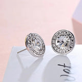 Silver Color Round Stud Earrings Real Crystals from Austria For Women Lover Trendy Piercing Jewelry Christmas Valentine Day