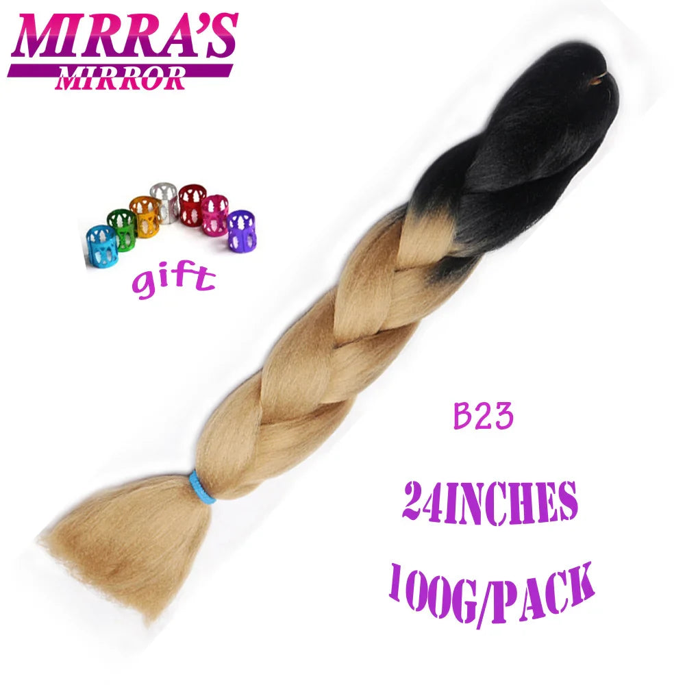 Mirra’s Mirror 24inch Synthetic Braiding Hair Extensions 10pcs Wholesale Colorful Braids Hair Jumbo Braid Hair Black Brown