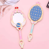 Anime Moon Metal Oval Hand Held Makeup Mirror Ladies Girl Crown Mirror Beauty Dresser Red Blue Makeup Mirror With Crystal