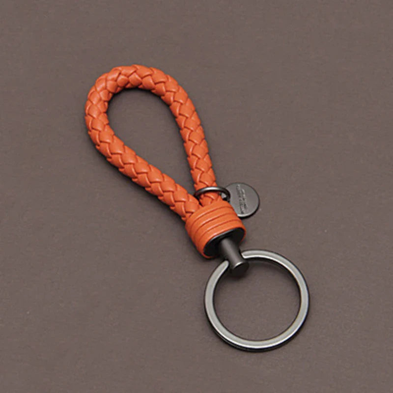 Handmade Braid Real Sheepskin Leather Woven Rope Keychain Wrist Rope Couple Key Chain Llavero Key Ring Key Holder Car Pendant