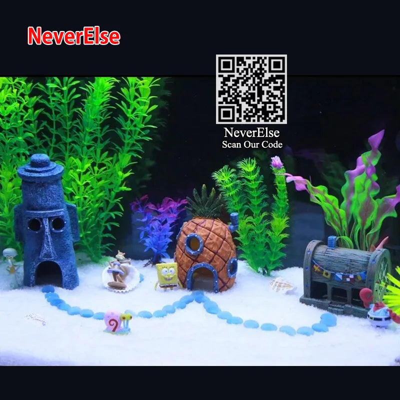 Aquarium Decorations Ornament aquarium Accessory Fish Tank Pineapple House/ Krusty Krab/ Octopus'Easter Island Head House