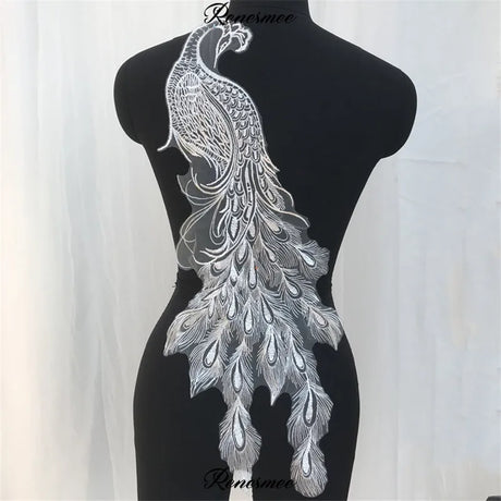 1 Piece Phoenix Neckline Lace Applique Ivory Lace Collar Big Patch for Fabric Apparel Sewing On Home Textiles Wedding Dress SX60