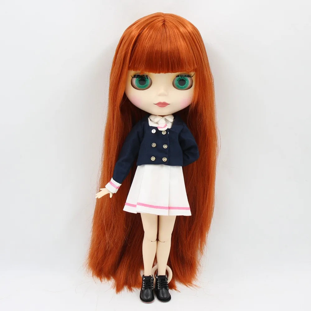 ICY DBS Blyth Doll 1/6 bjd toy 30cm red brown Hair white skin joint body matte face girl gift ob24 anime doll