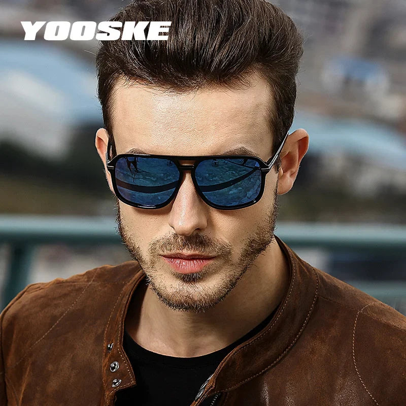 YOOSKE Classic Polarized Sunglasses Men Driving Brand Design Sun Glasses Man Mirror Retro High Quality Sunglass Goggles