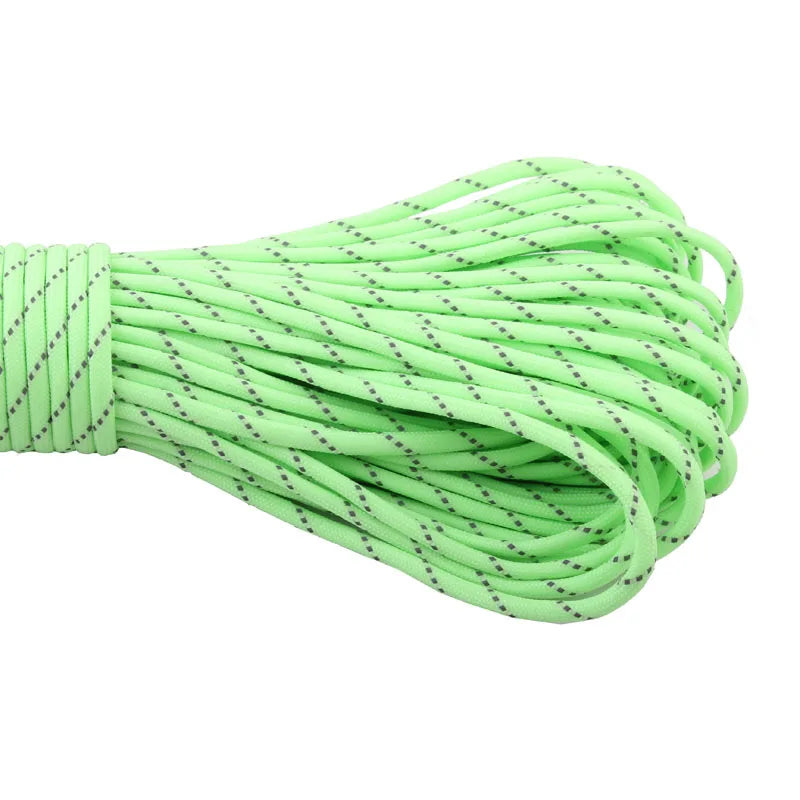 Campingsky 9 Strands Cores Luminous Glow in the Dark & Reflective Paracord Parachute Cord Lanyard 25 50 100 Feet