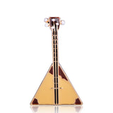 FUNMOR Red Enamel Guitar Balalaika Shape Brooch Musical Instrument Corsage Women Men Concert Banquet Jewelry Musician Lapel Pins