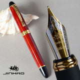 IRAURITA FOUNTAIN PEN JINHAO X450 DARK GREEN AND GOLDEN 18 KGP 0.7mm BROAD NIB FULL METAL BLUE RED 21 COLORS AND INK JINHAO 450