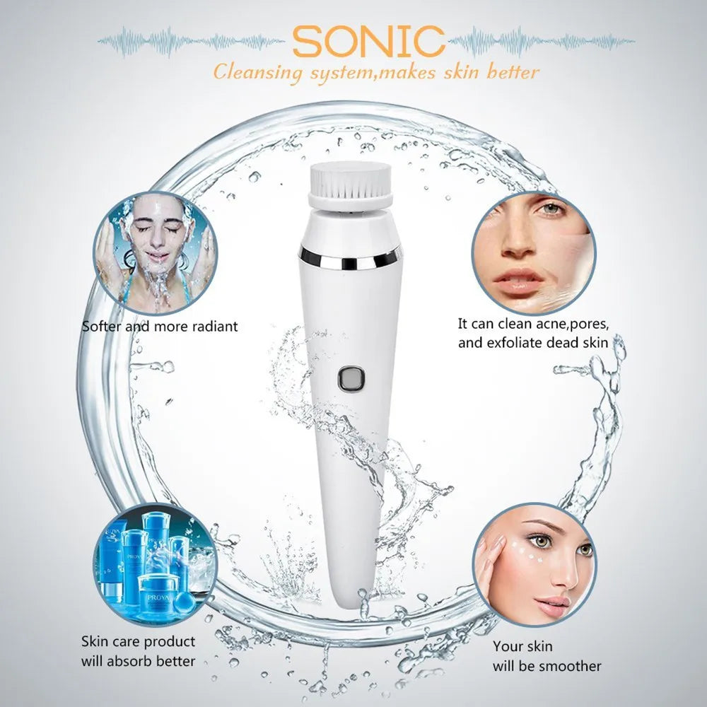 3 in 1 Facial cleansing Brush Set for Skin Cleaning and Exfoliating with 3 Different Cleansing Brush Head Face Washing Product