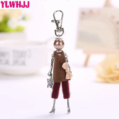 YLWHJJ brand Doll Handmade Cute charm keychain for Women Car Pendant Girls fashion Jewelry Bag key chains Accessories key ring