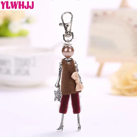 YLWHJJ brand Doll Handmade Cute charm keychain for Women Car Pendant Girls fashion Jewelry Bag key chains Accessories key ring