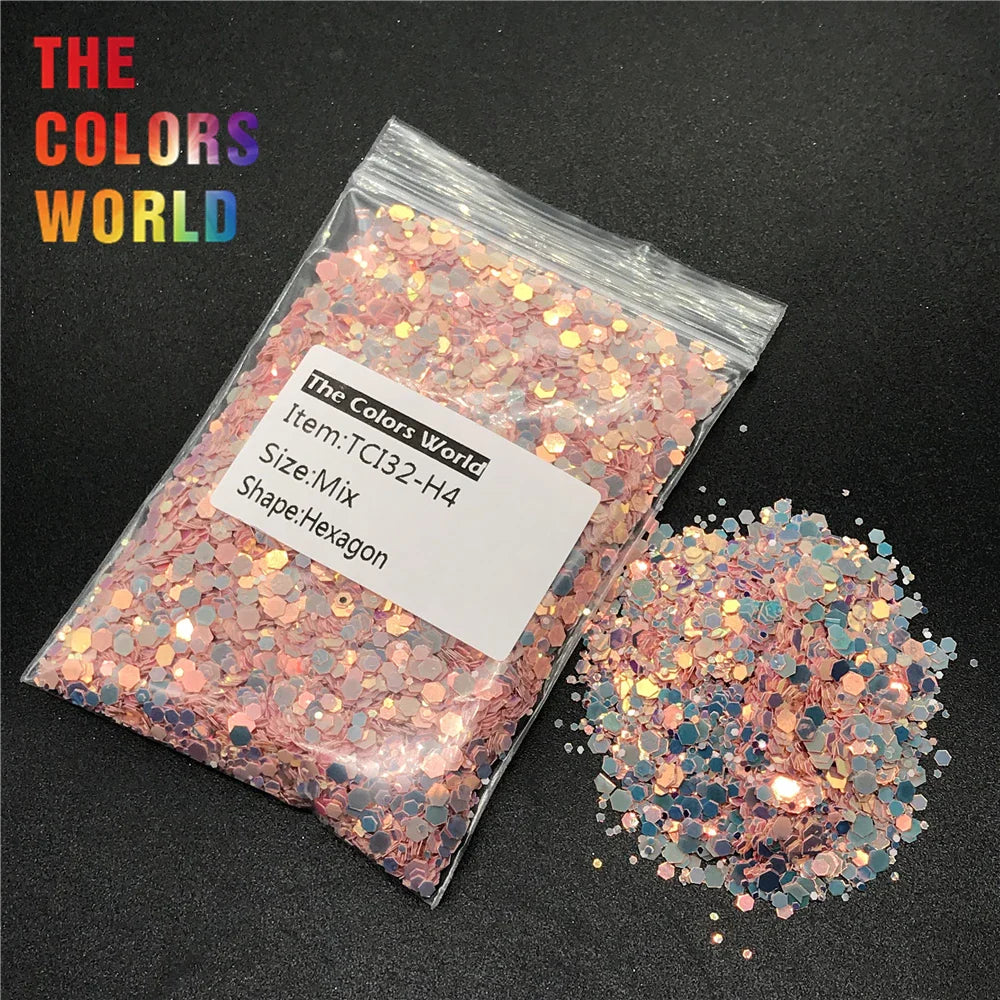 TCT-237 Hexagon Shape Mix Size Nails Glitter Nail Art Decoration Body Glitter Gel Makeup Henna Makeup Handwork DIY Accessoires