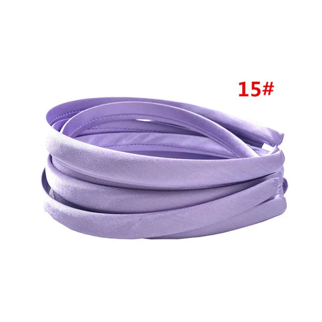 24Pcs/Lot 15mm 24 Colors Satin Fabric Covered Resin Hairband Wholesale Adult Kids Headband Girls DIY Hair Loop Hair Accessories