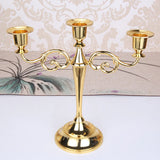 Silver Gold Black Bronze Metal Candlestick Holder Retro 3-Arm Dinner Candelabra Wedding Home Decor Candelabra