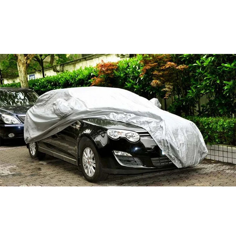 Universal Full Car Covers Snow Ice Dust Sun UV Shade Cover Foldable Light Silver Auto Car Outdoor Protector Cover Not Waterproof