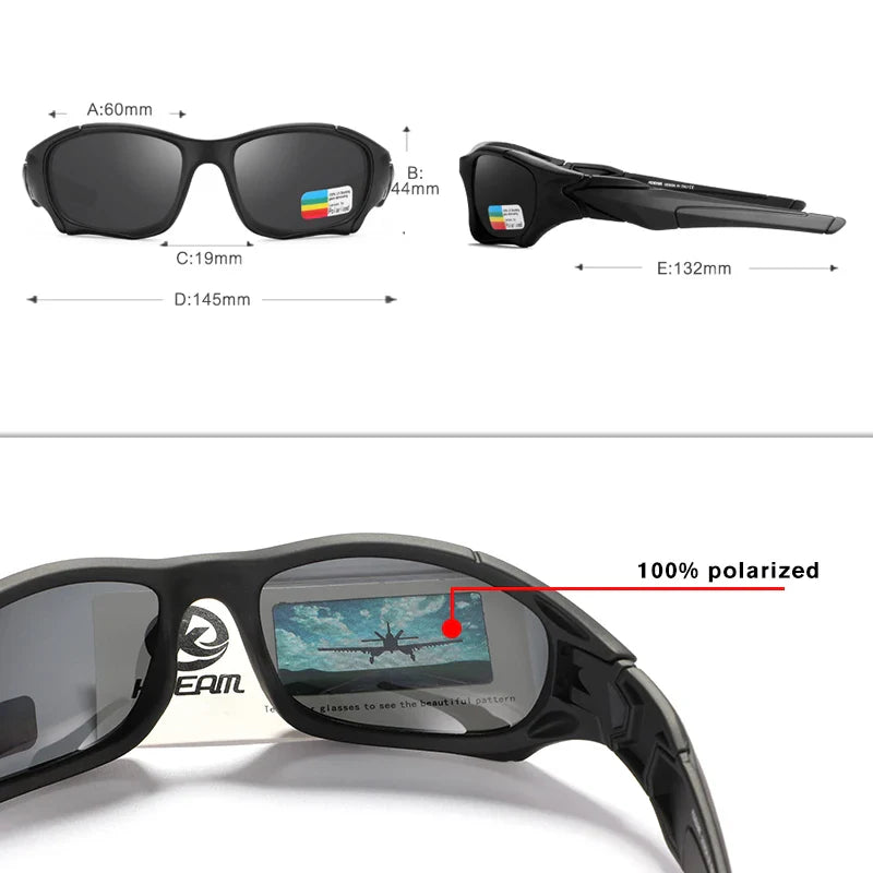 KDEAM Outdoor Sports Polarized Sunglasses Men Curve Cutting Frame Stress-Resistant Lens Shield Sun Glasses Women KD0623