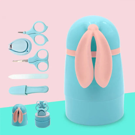 Newborn Baby Healthcare Kits Baby Nail Care Set Infant Nail Clippers Care Set with Rabbit Storage Box for Baby Care Tools 5Pcs