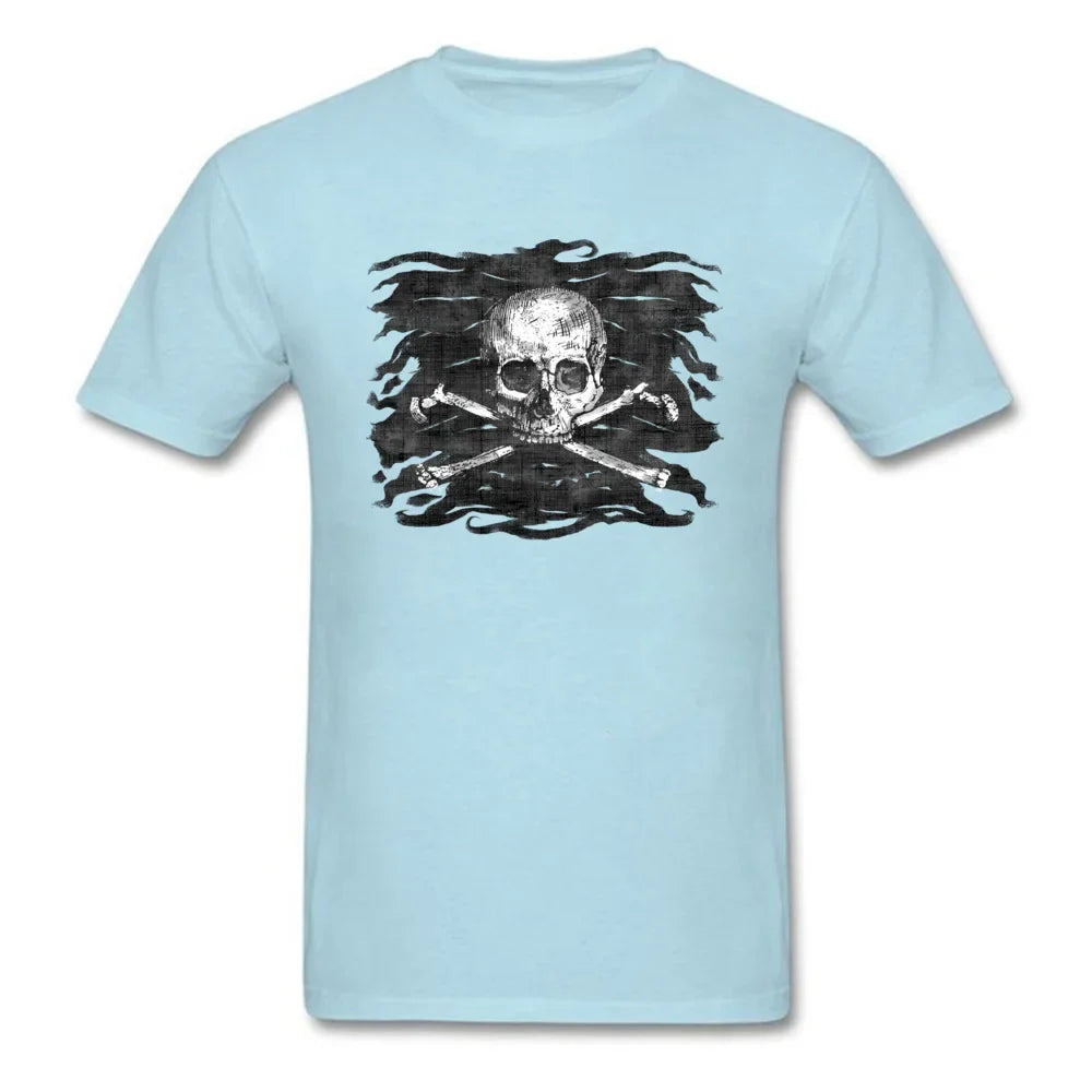 Old Skull T-shirt Men Black Crossbones T Shirt Popular Pirate Flag Print Clothes Summer Funky Streetwear Punk Skulls Tops Tees