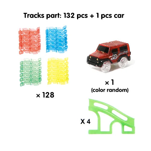 240pcs Race Track Car Glowing flexible soft Bend track with led lighting rail car,puzzle educational DIY assembly toys for boy