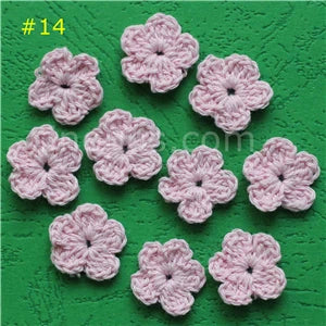 100 Colorfull Handmade Cotton Crochet Flowers, quilt scrapbooking DIY 3D craft knitted fabric flower applique clothes decoration