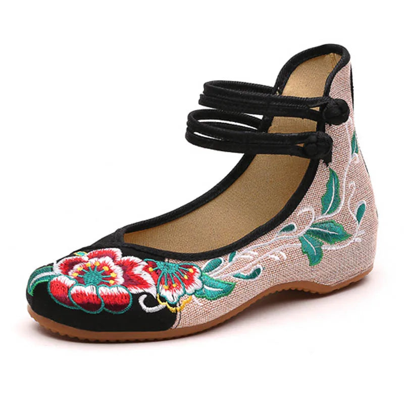 Fashion Embroidery Women Shoes Chinese Style Cloth High Top Casual Flat Shoes Woman Floral Dance Shoes Plus Size EU35-43 WSH2288