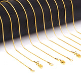 LUXUKISSKIDS 1mm Round Snake Chains Wholesale 10pcs/Pack Necklaces Gold Color Stainless Steel For Pendant DIY Woman/Men Jewelry