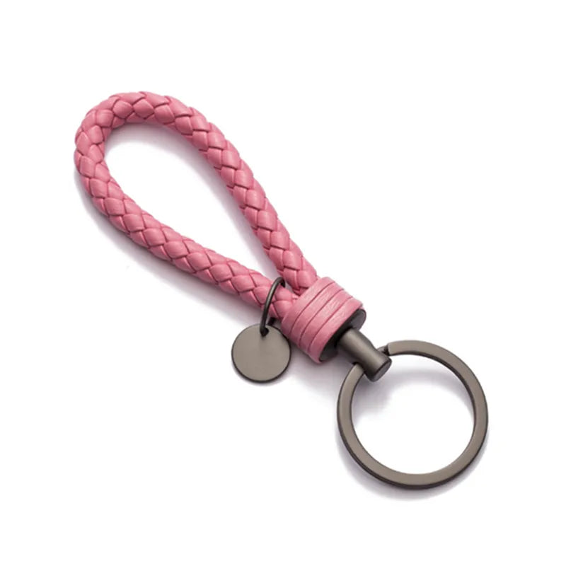 Handmade Braid Real Sheepskin Leather Woven Rope Keychain Wrist Rope Couple Key Chain Llavero Key Ring Key Holder Car Pendant