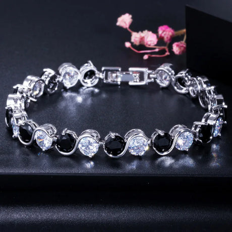 BeaQueen Trendy S Shape 6mm Round Cut Yellow Cubic Zirconia Stone Friendship Bracelets Party Jewelry Accessories for Women B020