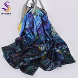 [BYSIFA] New Luxury Pure Silk Scarf Shawl Women Spring Autumn Long Scarves Ladies Brand 100% Silk Neck Scarf Foulard 175*52cm