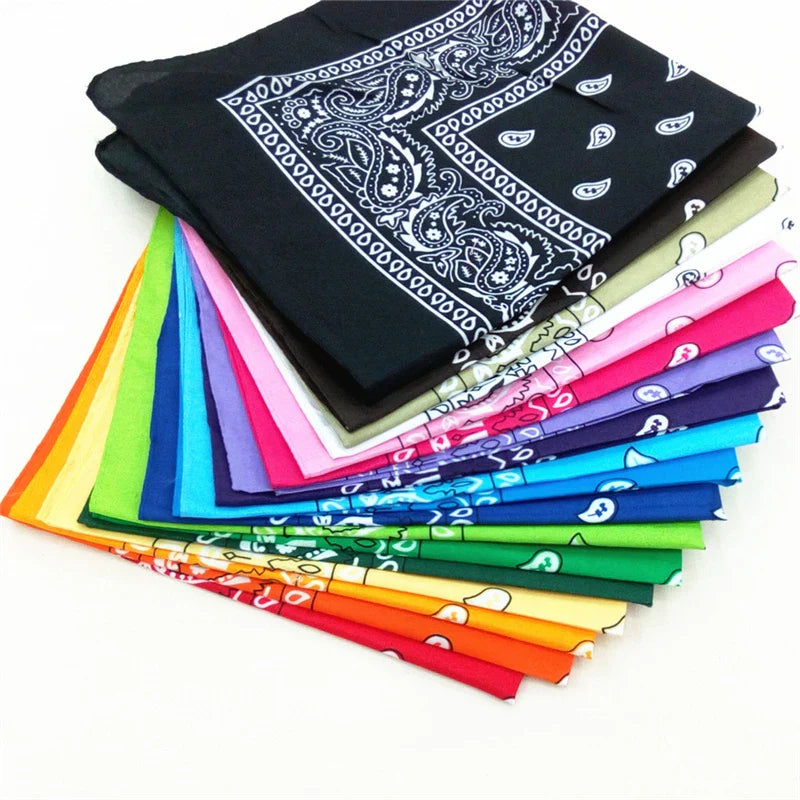 12pcs Polyester Cotton Cashew Flower Hip-hop Bandanas For Women Pocket Square Head Neck Scarf Wristband Handkerchief Men