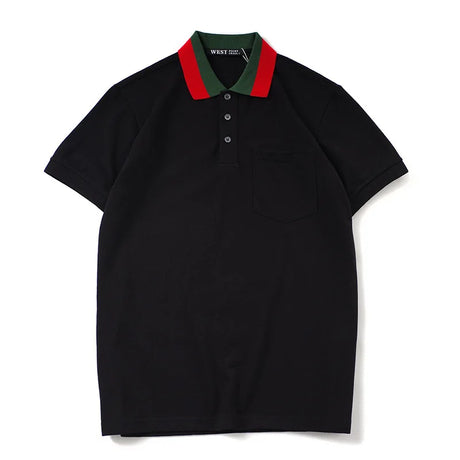 High New Novelty 2023 Embroidered Green Red stripe Collar Fashion Casual Polo Shirts Shirt Skateboard Cotton Polos Top Tee L25