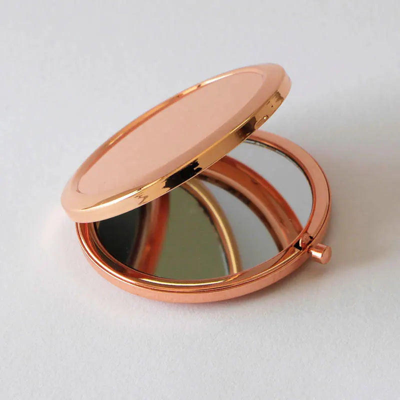 High quality Plain Rose Gold Double Sided Travel Compact Mirror Dia 70mm/2.75inch