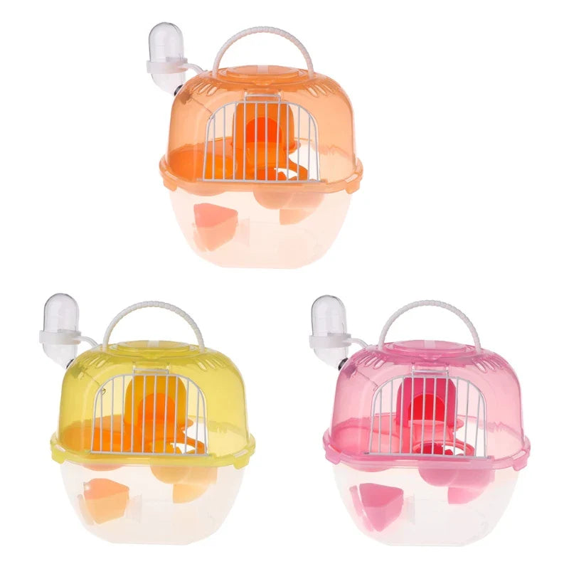 Portable Hamster Travel Carrier Practical Plastic Hamster Cage Durable Hamster Living Habitat House Guinea Pigs Nest Cave Bed