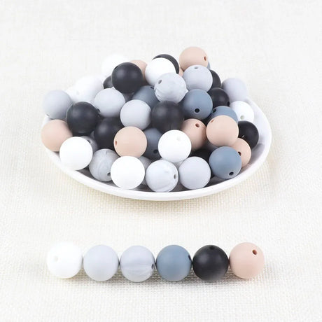 Joepeada 300Pcs/lots 12mm Round Silicone Teething Beads Food Grade Silicone Rodents For DIY Baby  Teething Necklace Baby Teether