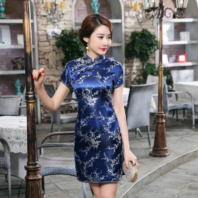 Vintage Old Shanghai Dragon&Phoenix Qipao Elegant Women Cheongsam Oversize 6XL Mandarin Collar Sexy Short Chinese Dress Vestidos