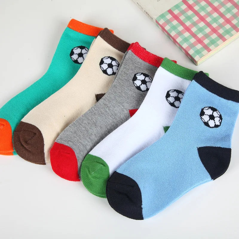 CHILDREN WIT Spring&Autumn Children Socks Cotton Football Student Boys Girls socks 3-12 Year Kids Socks 5 Pairs / Lot