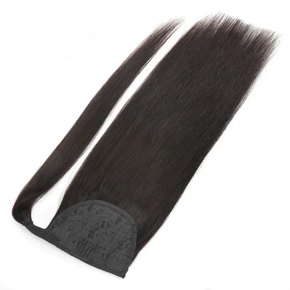 BHF 100% Human Hair Ponytail Brazilian Remy Ponytail Wrap Around Horsetail wig 120g Hairpieces Natural Straight Tails