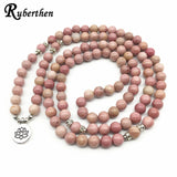 Ruberthen On Sale New Women`s Yoga Bracelet 108 Mala Rhodonite Balance Bracelet Simple Design Healing Spiritual Gift