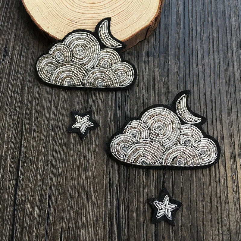 High quality brooch fashion checking embroidery Clouds of stars the pattern Indian silk copper wire