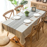 Plaid Decorative Linen Tablecloth With Tassel Waterproof Oilproof Thick Rectangular Wedding Dining Table Cover Tea Table Cloth