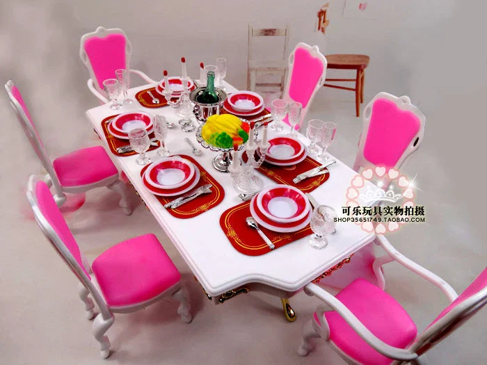 New arrival Christmas/Birthday Gift Children Doll Accessories house Furniture Play Set Cute dinning room For barbie Doll 1/6