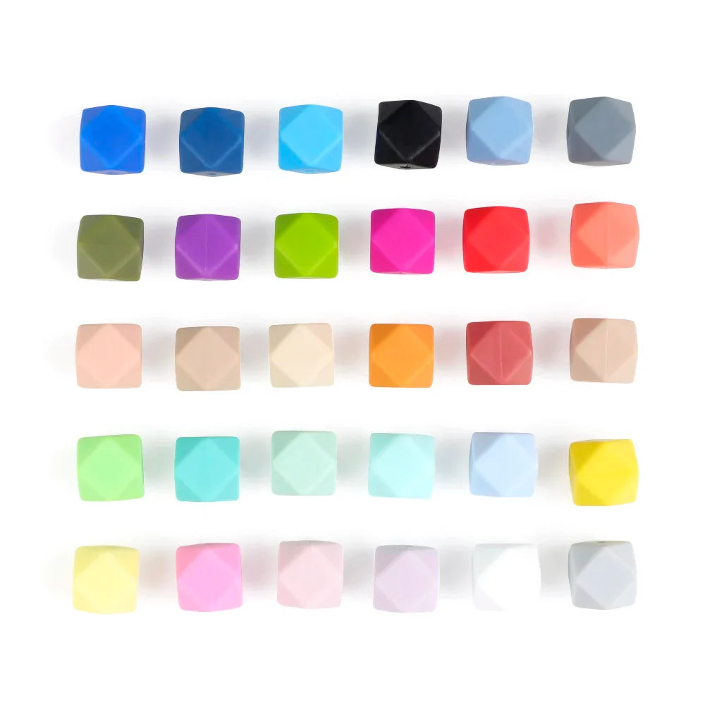 Joepada 100Pcs 14mm Hexagon Silicone Beads Food grade Baby Teething Beads DIY Baby Teething Necklace Accessories Baby Teether