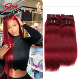 Sleek Brazilian Straight Hair Brown Color 4 and Red 99J Natural Weave Remy Human Hair 4 Bundles Deal 190 Grams Per Lot