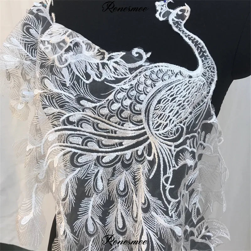 1 Piece Phoenix Neckline Lace Applique Ivory Lace Collar Big Patch for Fabric Apparel Sewing On Home Textiles Wedding Dress SX60