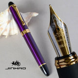 IRAURITA FOUNTAIN PEN JINHAO X450 DARK GREEN AND GOLDEN 18 KGP 0.7mm BROAD NIB FULL METAL BLUE RED 21 COLORS AND INK JINHAO 450