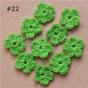 100 Colorfull Handmade Cotton Crochet Flowers, quilt scrapbooking DIY 3D craft knitted fabric flower applique clothes decoration