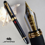 IRAURITA FOUNTAIN PEN JINHAO X450 DARK GREEN AND GOLDEN 18 KGP 0.7mm BROAD NIB FULL METAL BLUE RED 21 COLORS AND INK JINHAO 450