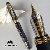 IRAURITA FOUNTAIN PEN JINHAO X450 DARK GREEN AND GOLDEN 18 KGP 0.7mm BROAD NIB FULL METAL BLUE RED 21 COLORS AND INK JINHAO 450