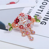 High Quality Colorful Enamel Flower Hair Claws Wedding Ornaments Gold Color Rhinestone Crab Clip For Women Girls Hair Jewelry