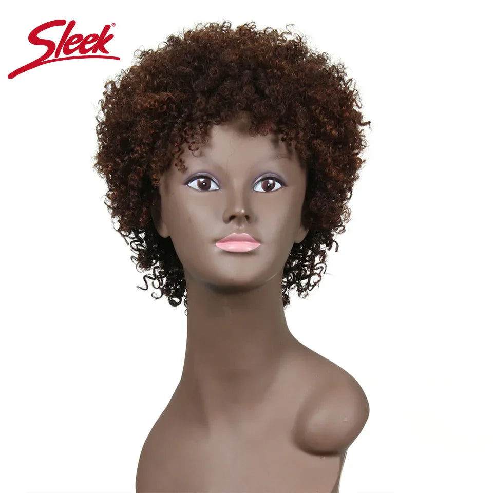 Sleek Natural Brazilian Afro Kinky Curly Human Hair Wigs F1B/33 Red 99J Short Machine Made Remy Human Hair Wigs For Black Women